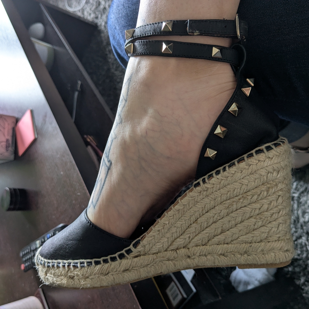 Black Studded Maypol Espadrille Wedges